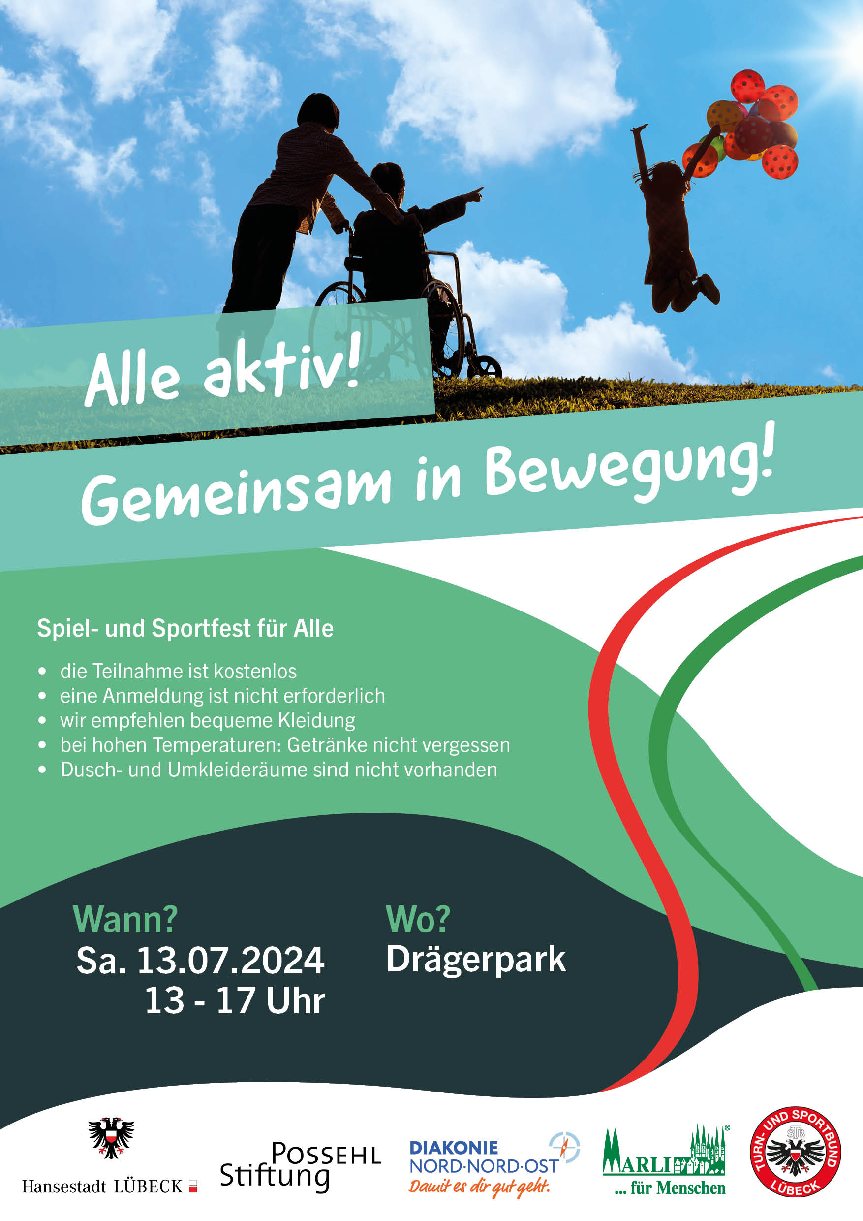 Plakat Sport im Park Aktionstag im Drägerpark 13 Juli 13 Uhr