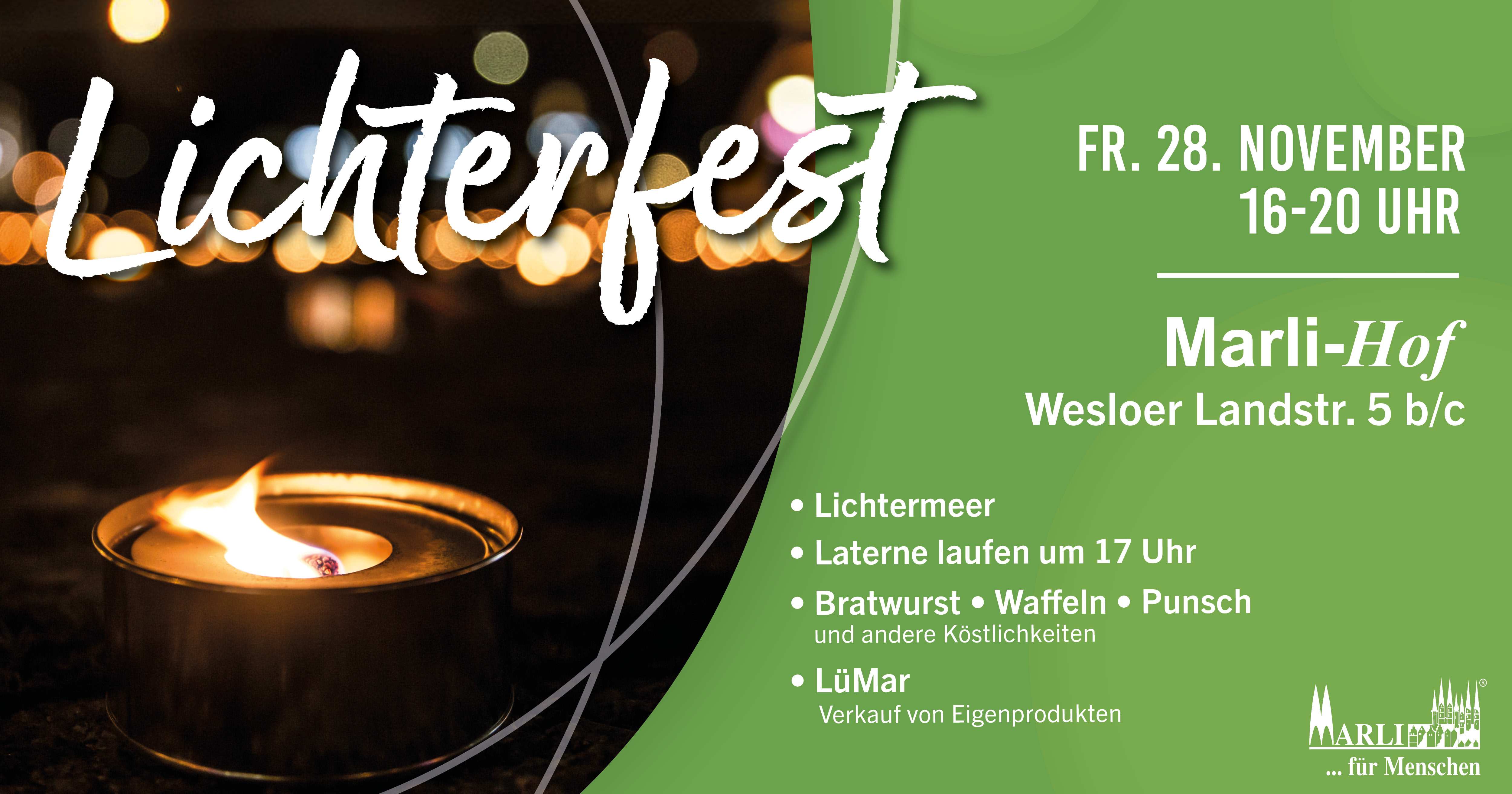 Banner mit Infos zum Lichterfest, alle Information befinden sich auch im Text